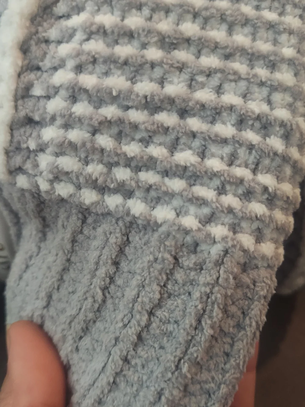 Amelie Gray & White Striped Plush Throw Blanket Chenille